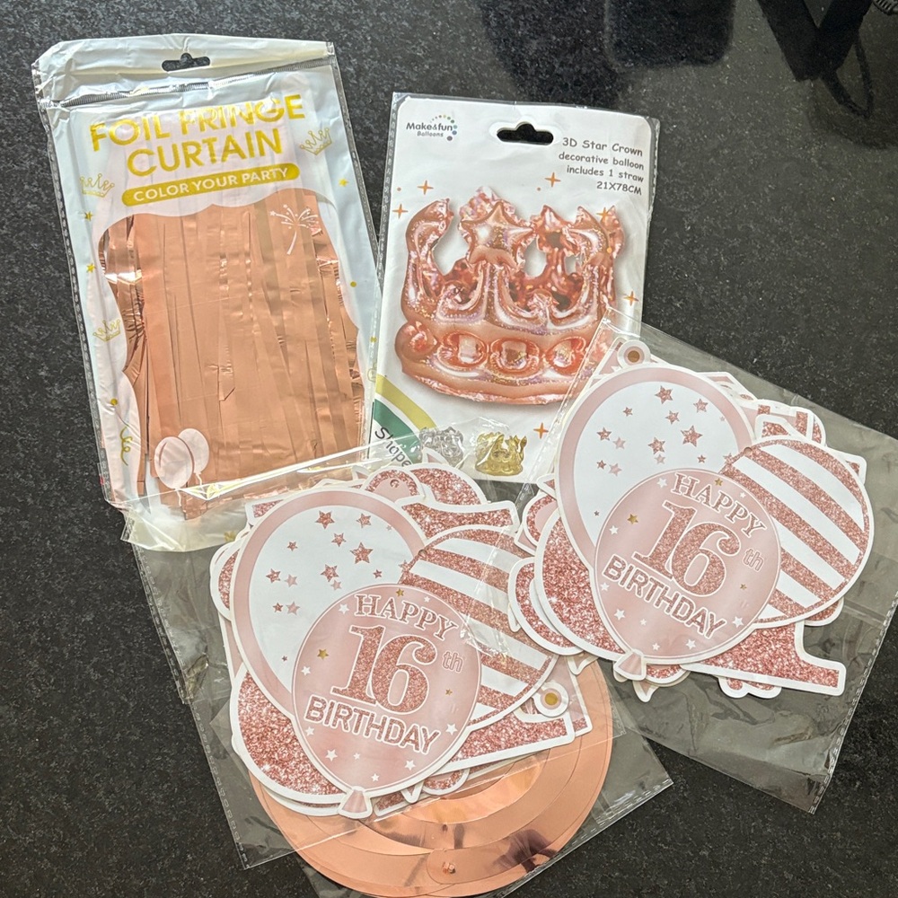 Rose Gold Birthday Party Decoration Set
